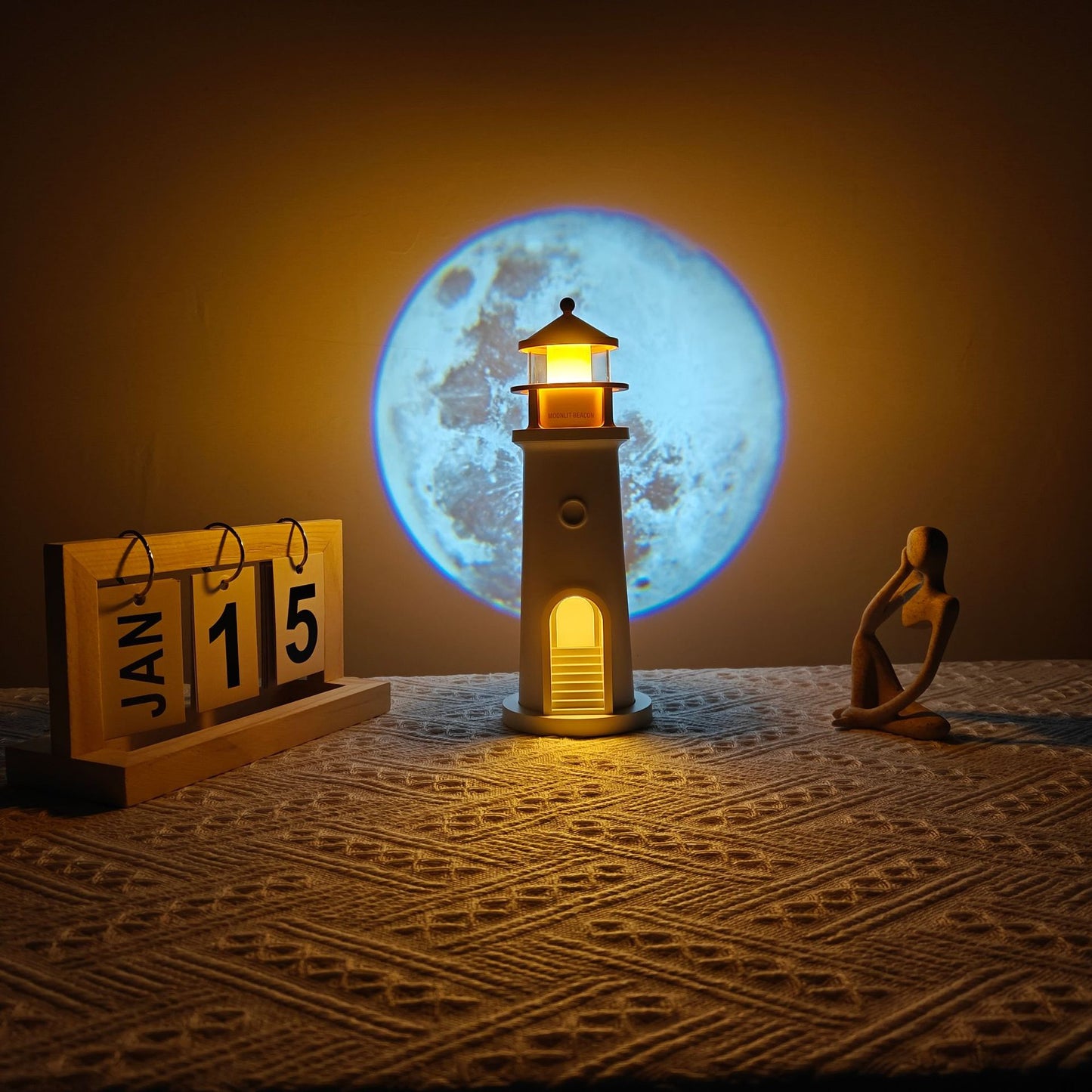 Moon Lamp Projector Night Light,Lighthouse Lamp Decor Night Light for Kids,Moon Light Galaxy Projector Rechargeable LED Aesthetic Table Lamp Christmas Birthday Gifts for Kids Boys Girl