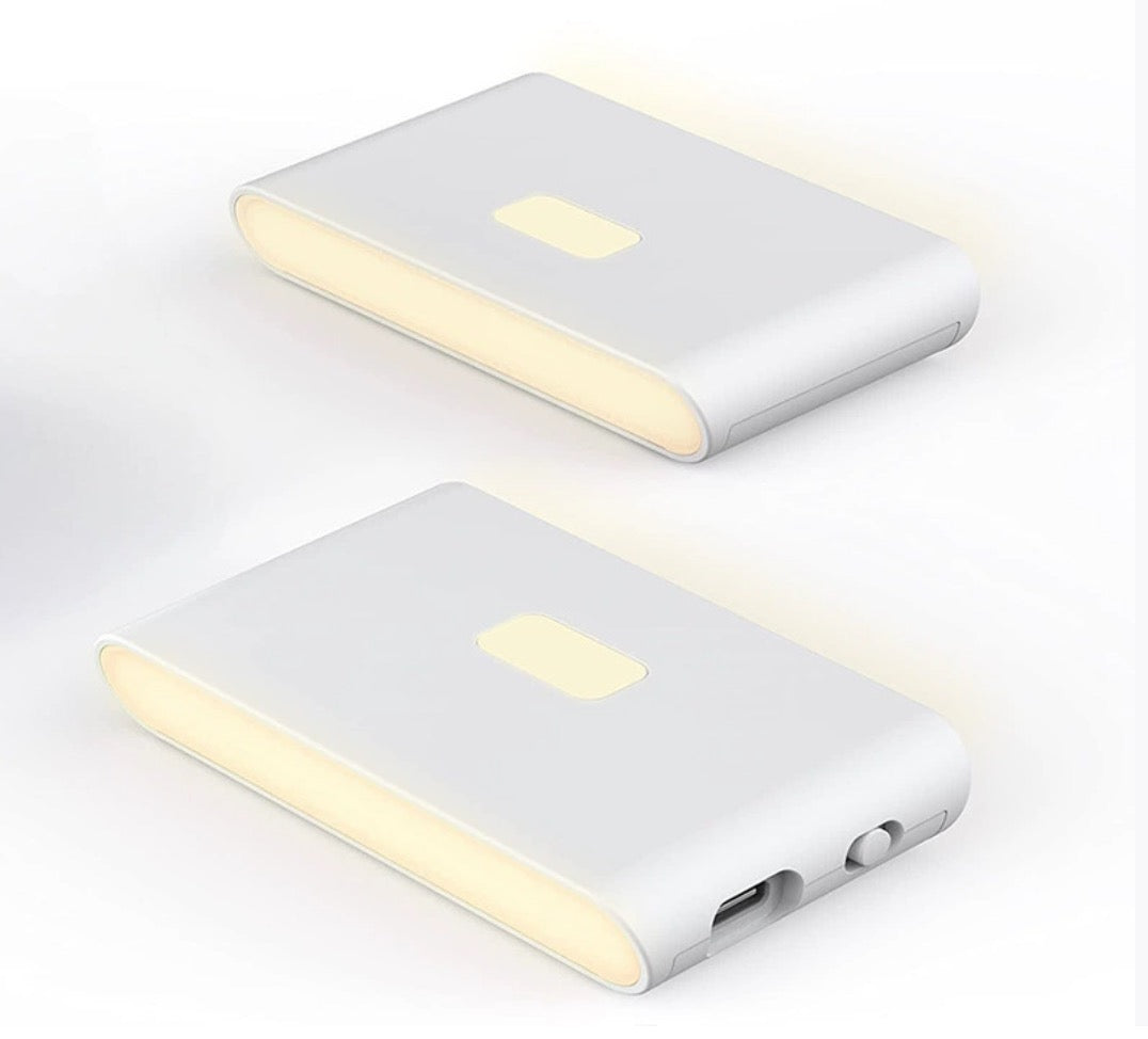 Rechargeable Night Lights with Dusk to Dawn & Motion Sensors, Warm & Soft White Stair Lights for Bathroom, Hallway, Linkable, Magnetic Mount, 2 Pack
