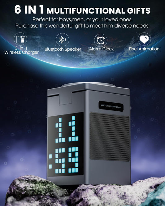 3-in-1 Wireless Charging Station with Clock