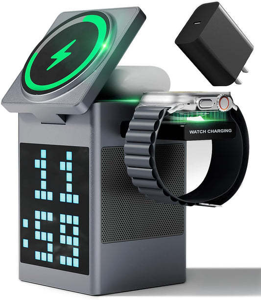3-in-1 Wireless Charging Station with Clock