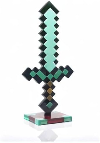 Diamond Sword 14 Inch USB Desk LED Night Light - Decorative, Fun, Safe & Awesome Bedside Mood Lamp Toy for Baby, Boys, Teen, Adults & Gamers - Best for Home's Bedroom, Living Room Or Office