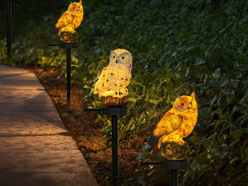 Dazzle Bright 2 Pack Owl Figure Solar LED Lights, Resin Garden Waterproof Decorations with Stake for Outdoor Yard Pathway Outside Patio Lawn Decor to Scare Birds Away, Gifts for Women, Owl Lovers