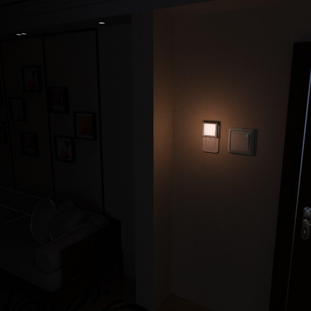 Square plug-in Dimmable Led Night Light with Auto Dusk to Dawn Sensor, Soft Warm White Nightlights for Hallway,Bedroom, Kids Room, Kitchen, Stairway, 2 Pack