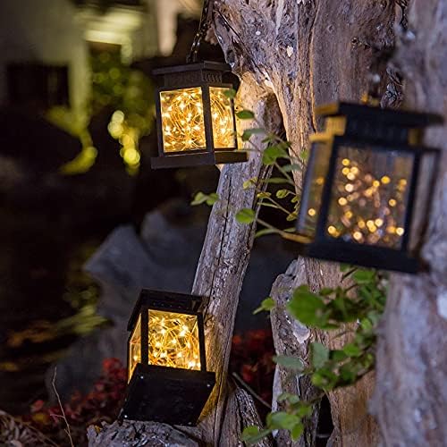 Luxe Noir Solar Hanging Lanterns, IP65 Waterproof
