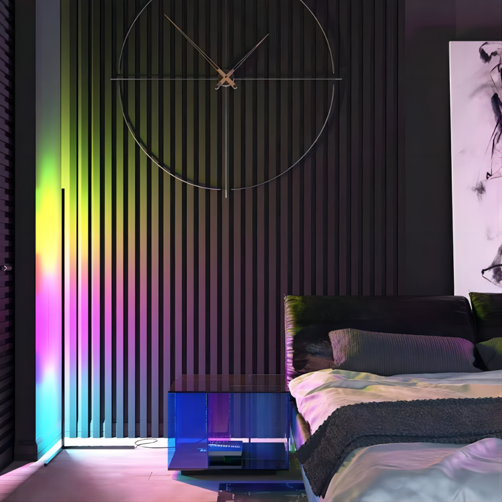 Floor Lamp Basic, LED Corner Lamp, Smart Modern Floor Lamp with Music Sync and 16 Million DIY Colors, Color Changing Standing Lamp for Bedroom Living Room Black