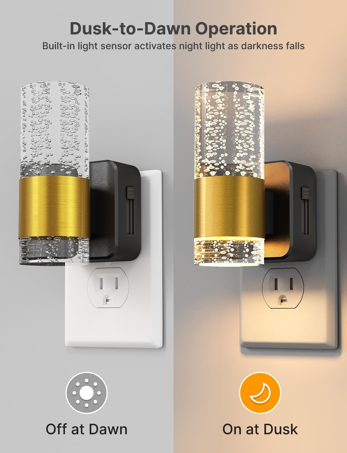 Night Light Plug into Wall, Dimmable LED Night Lights, Adjustable Color, Modern Acrylic Nightlight for Bathroom, Bedroom, Hallway, Stairway