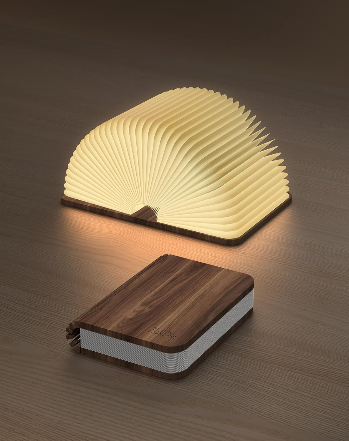 5.7 Inch Wooden Book Lamp - Portable Folding LED Book Light for Reading, Home & Library Decor, Unique Gift for Book Lovers, Magnetic Book-Shaped Night Light