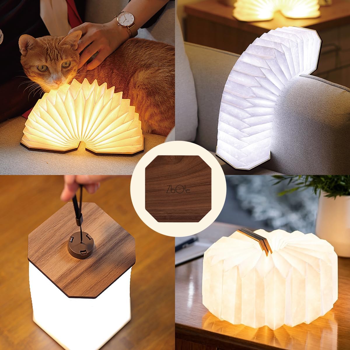 5.7 Inch Wooden Book Lamp - Portable Folding LED Book Light for Reading, Home & Library Decor, Unique Gift for Book Lovers, Magnetic Book-Shaped Night Light