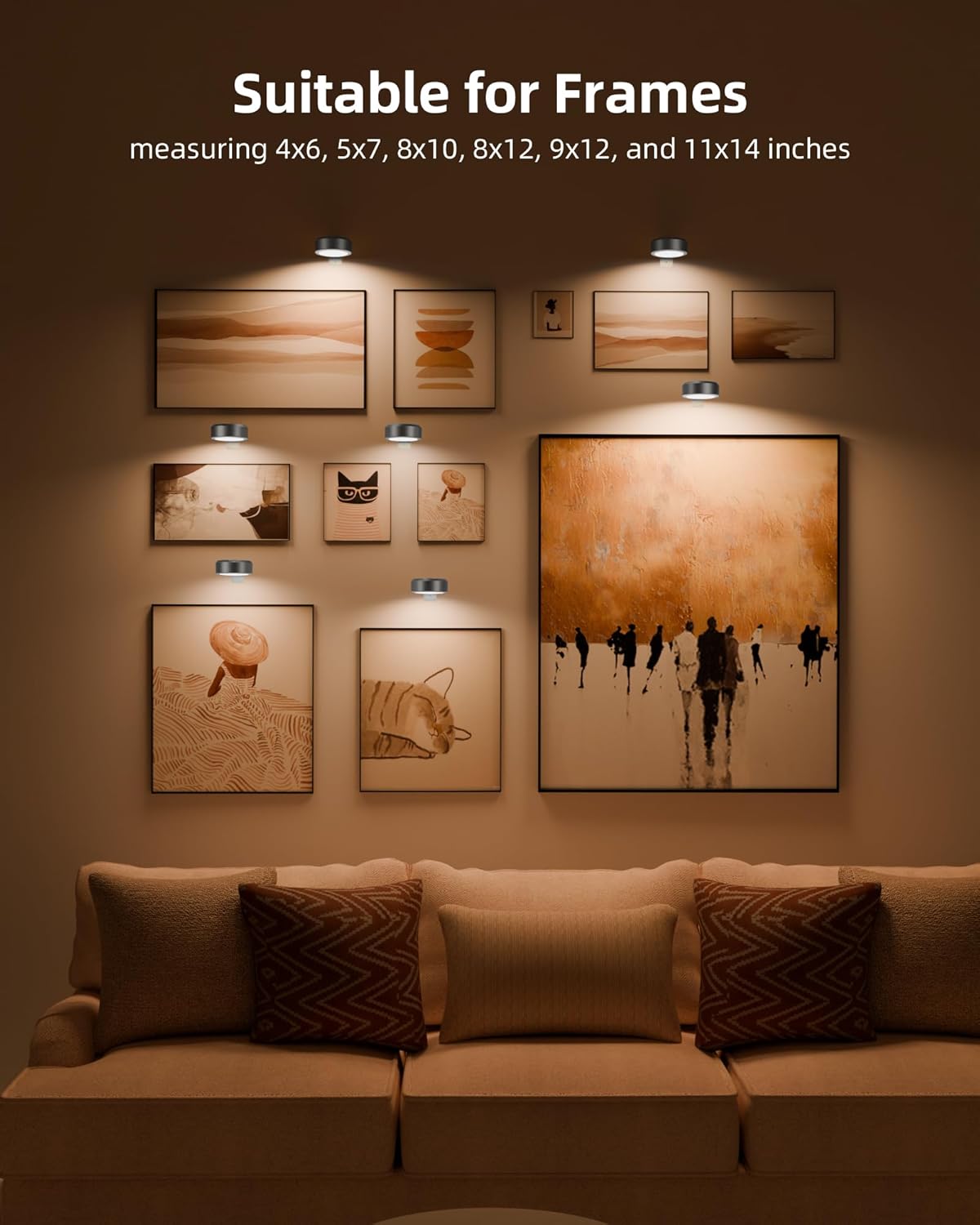Picture Lights for Wall, 1000mAh Rechargeable Battery Magnetic Poster Lights with 3 Color Temps & 12 RGB, Remote Dimmable Timer Painting Light, Wall Decor Light for Art Display, Frame (3 Pack)