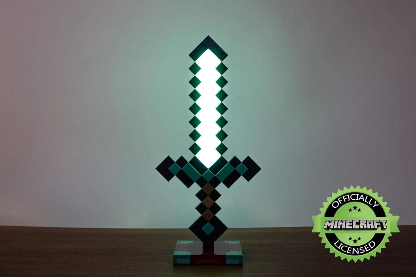 Diamond Sword 14 Inch USB Desk LED Night Light - Decorative, Fun, Safe & Awesome Bedside Mood Lamp Toy for Baby, Boys, Teen, Adults & Gamers - Best for Home's Bedroom, Living Room Or Office