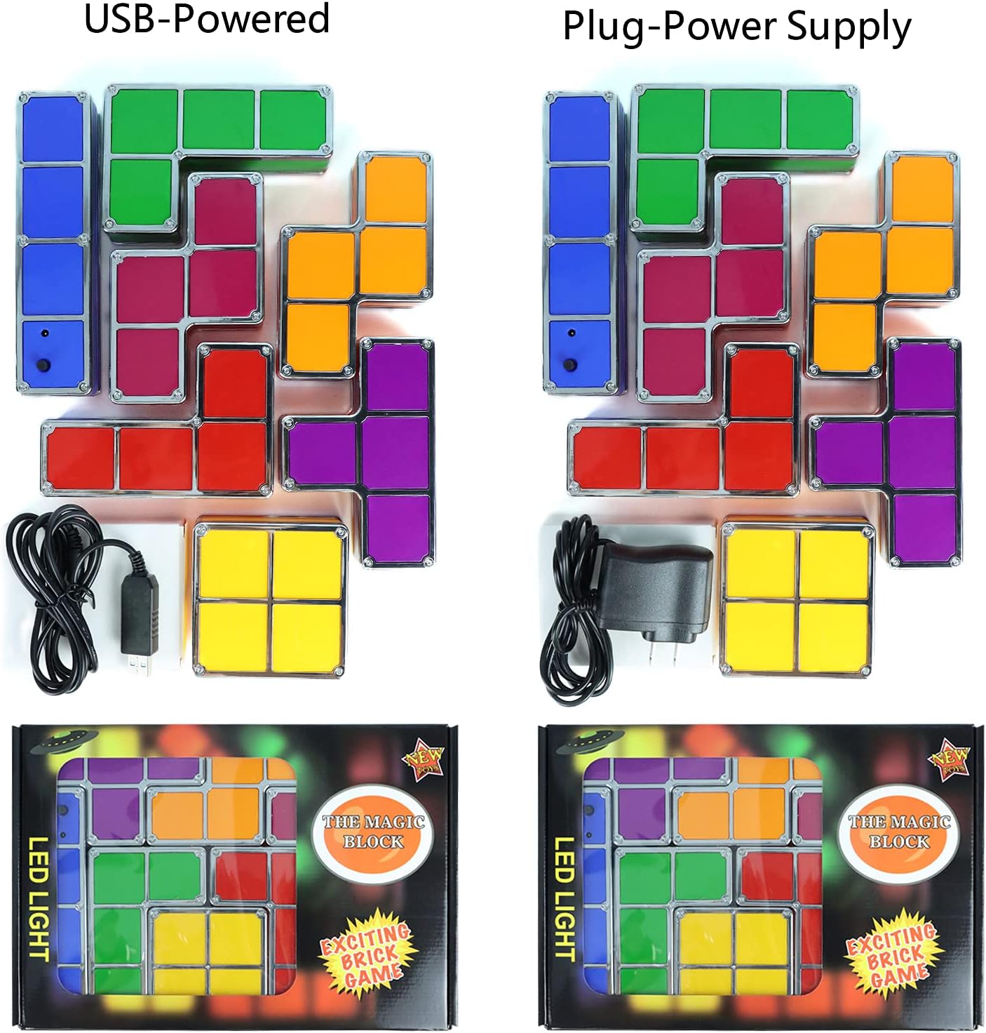 Night Light for Kids, Stackable LED 7 Colors 3D Puzzles Night Light Induction Interlocking Desk Lamp, DIY Tangram Light Blocks Puzzles lamp for Kids with USB Charger