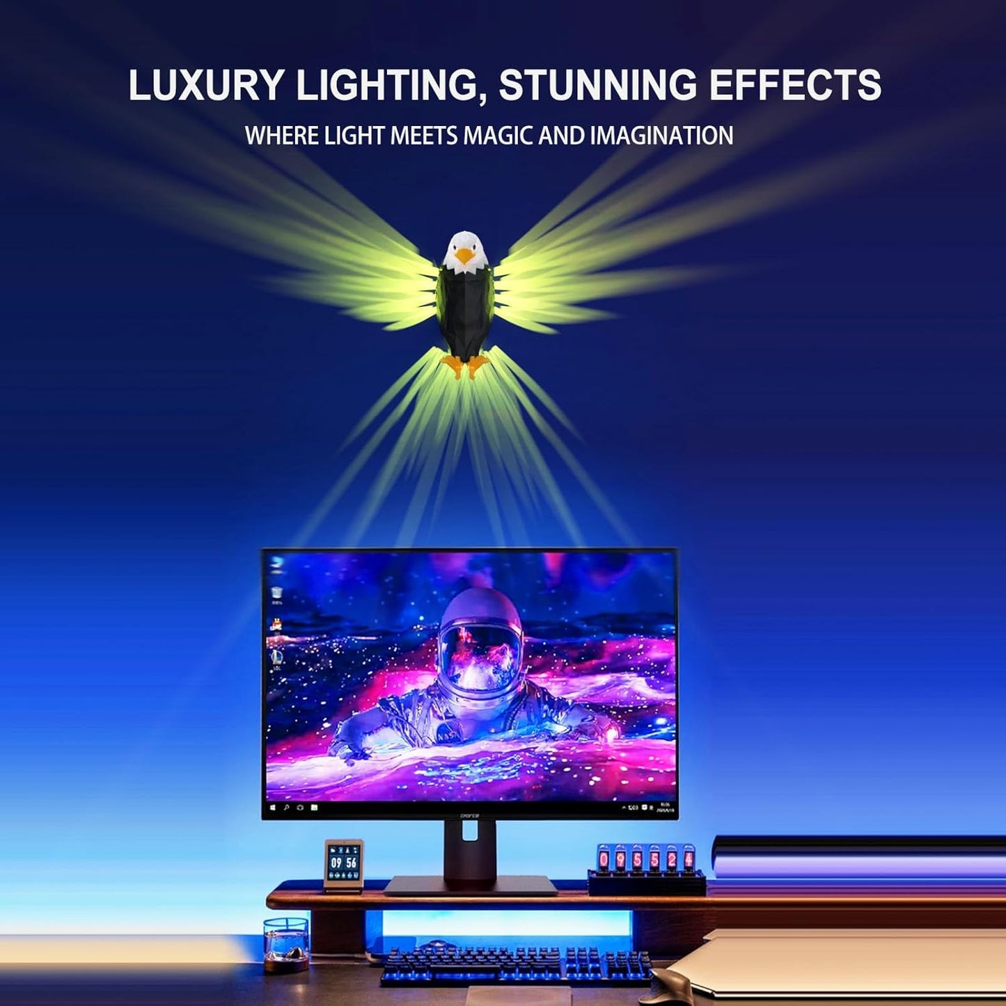 Bald Eagle Wall Light 8 Colors & 4 Modes, Magnetic Mounted, Motion Sensor, Timer, Type-C Rechargeable Night Light for Bedroom, Living Room, Gaming & Gift