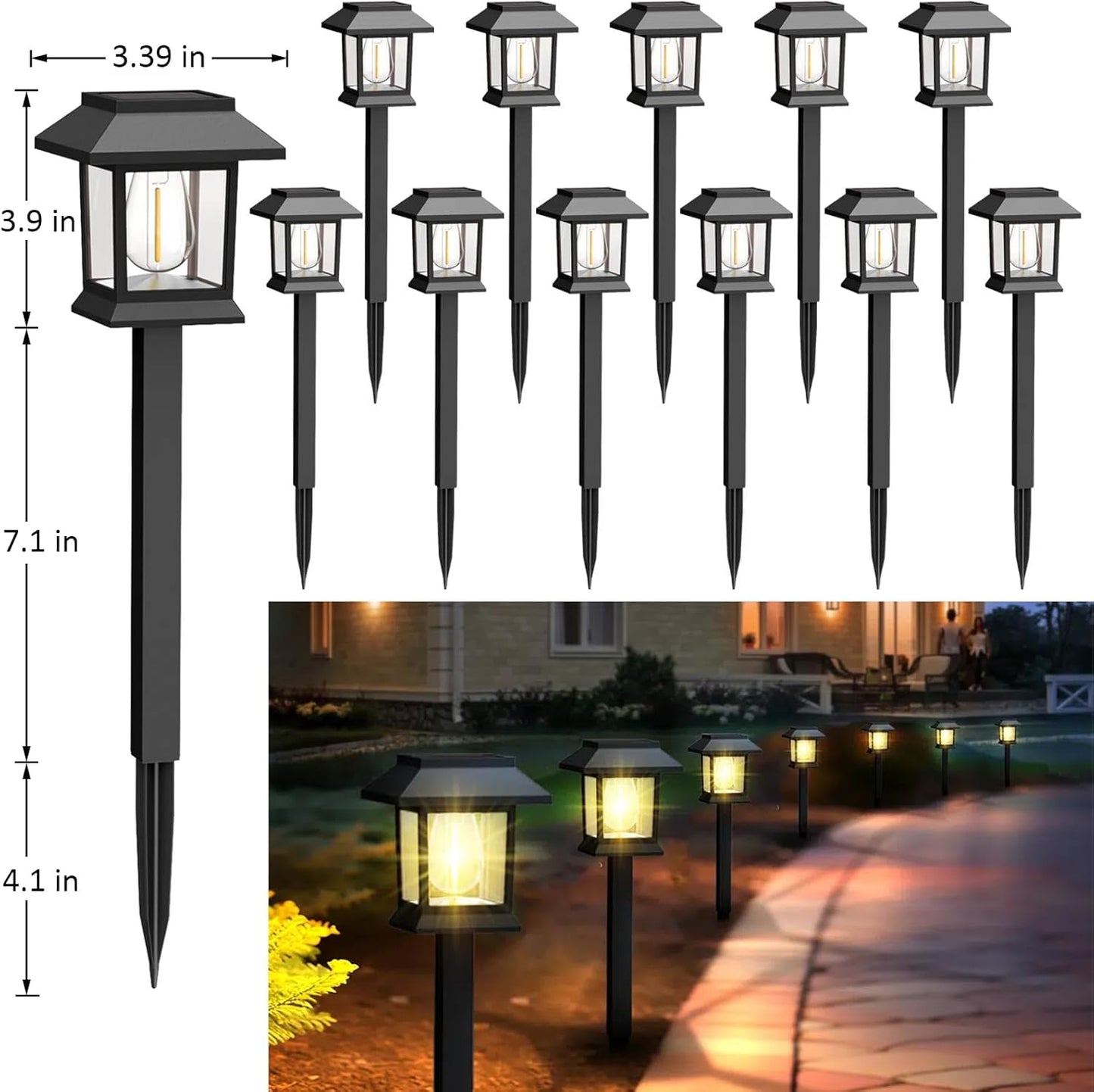 Solar Lights Outdoor,6 Pack Waterproof Auto On/Off Solar Pathway Lights for Your Garden, Landscape, Path, Yard, Patio, Driveway,Walkway Decor
