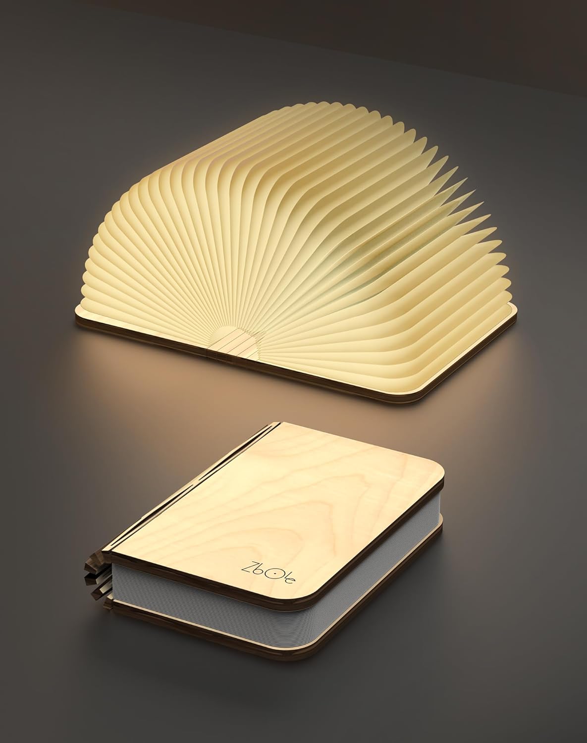 5.7 Inch Wooden Book Lamp - Portable Folding LED Book Light for Reading, Home & Library Decor, Unique Gift for Book Lovers, Magnetic Book-Shaped Night Light
