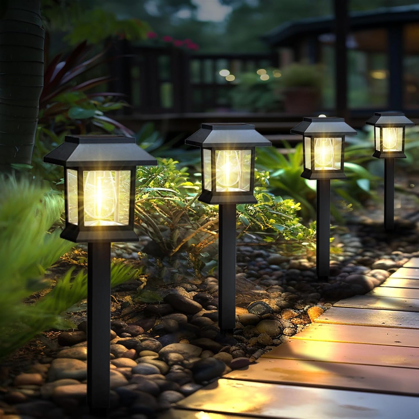 Solar Lights Outdoor,6 Pack Waterproof Auto On/Off Solar Pathway Lights for Your Garden, Landscape, Path, Yard, Patio, Driveway,Walkway Decor