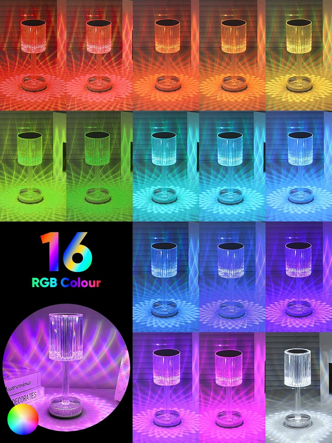 Aurora Prism Crystal Night Light – 16 Colors, Touch & Rechargeable