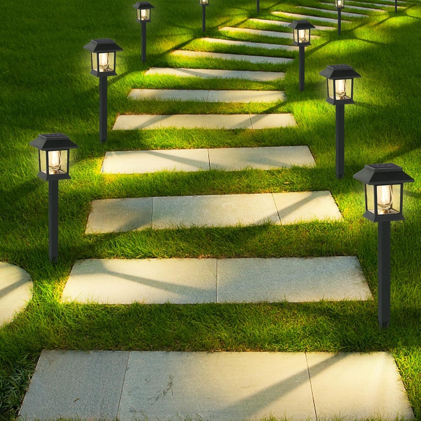 Solar Lights Outdoor,6 Pack Waterproof Auto On/Off Solar Pathway Lights for Your Garden, Landscape, Path, Yard, Patio, Driveway,Walkway Decor