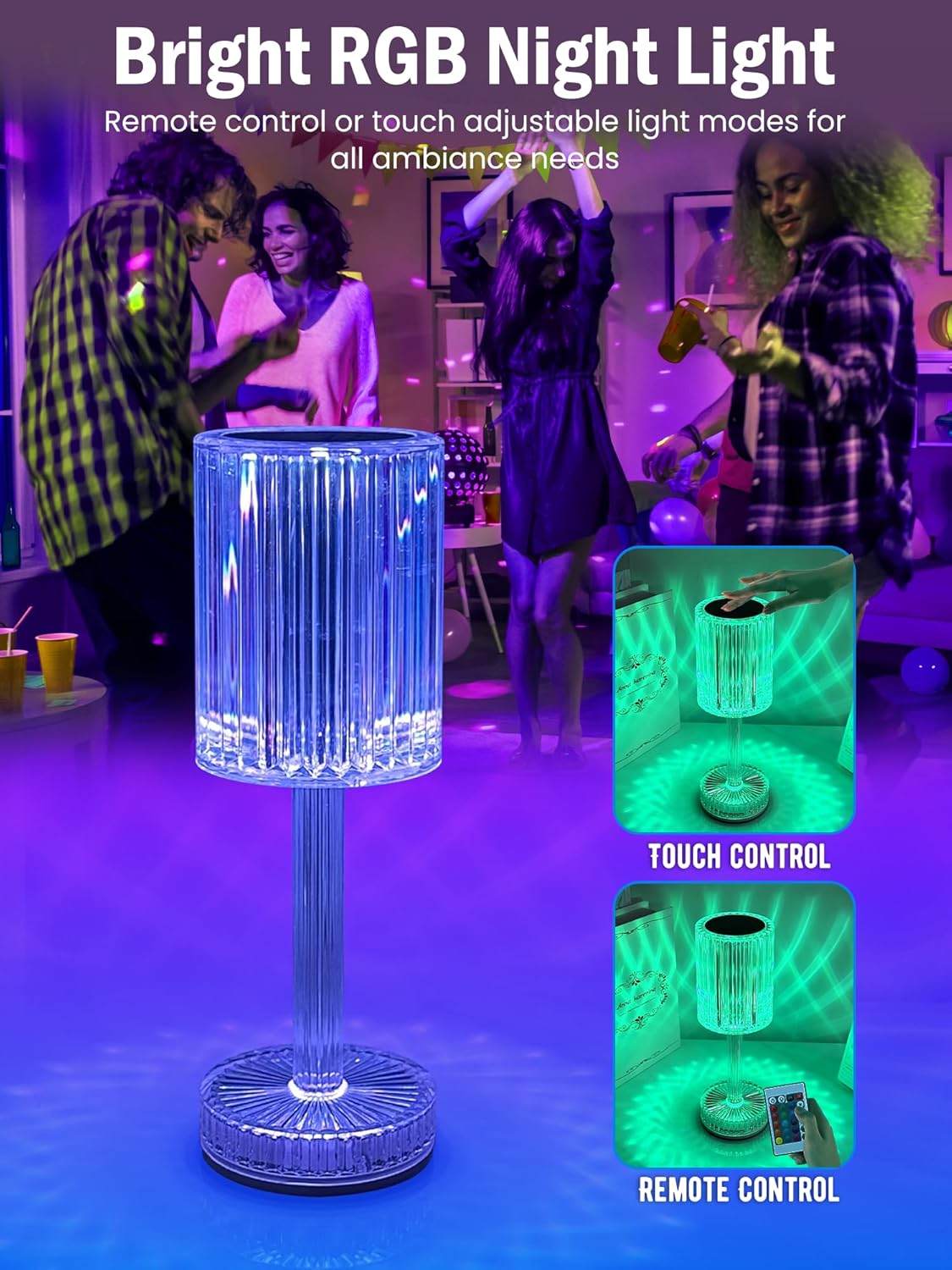 Aurora Prism Crystal Night Light – 16 Colors, Touch & Rechargeable