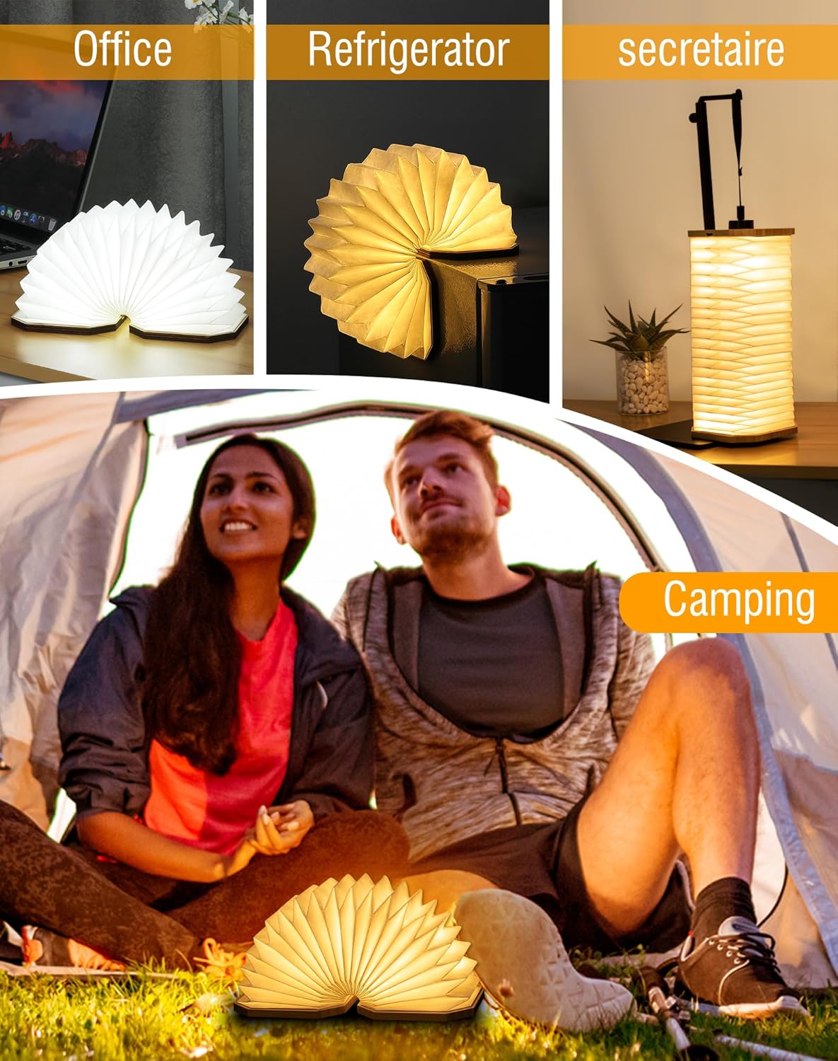 5.7 Inch Wooden Book Lamp - Portable Folding LED Book Light for Reading, Home & Library Decor, Unique Gift for Book Lovers, Magnetic Book-Shaped Night Light