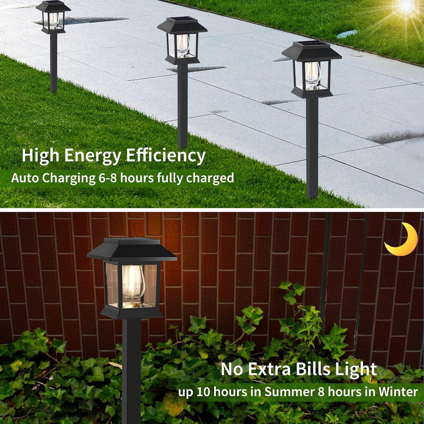 Solar Lights Outdoor,6 Pack Waterproof Auto On/Off Solar Pathway Lights for Your Garden, Landscape, Path, Yard, Patio, Driveway,Walkway Decor