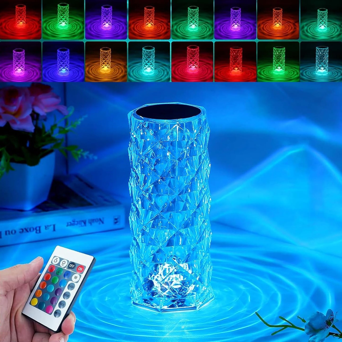 Aurora Prism Crystal Night Light – 16 Colors, Touch & Rechargeable