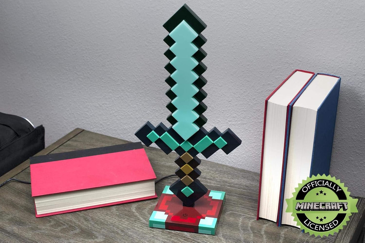 Diamond Sword 14 Inch USB Desk LED Night Light - Decorative, Fun, Safe & Awesome Bedside Mood Lamp Toy for Baby, Boys, Teen, Adults & Gamers - Best for Home's Bedroom, Living Room Or Office
