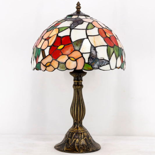 Tiffany Table Lamp Bedside Pink Stained Glass Lamp Butterfly Style Reading Desk Light 12X12X18 Inches Decor Bedroom Living Room Home Office