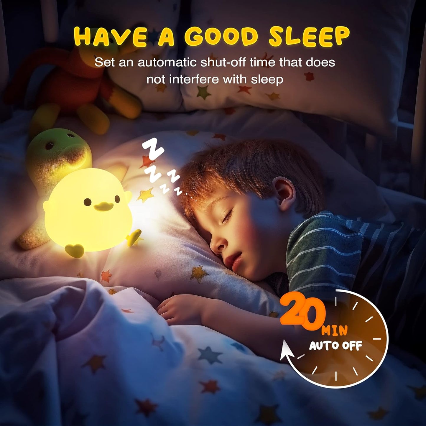 Cute Bean Duck Night Light For Gift USB Rechargeable Duck Lamp