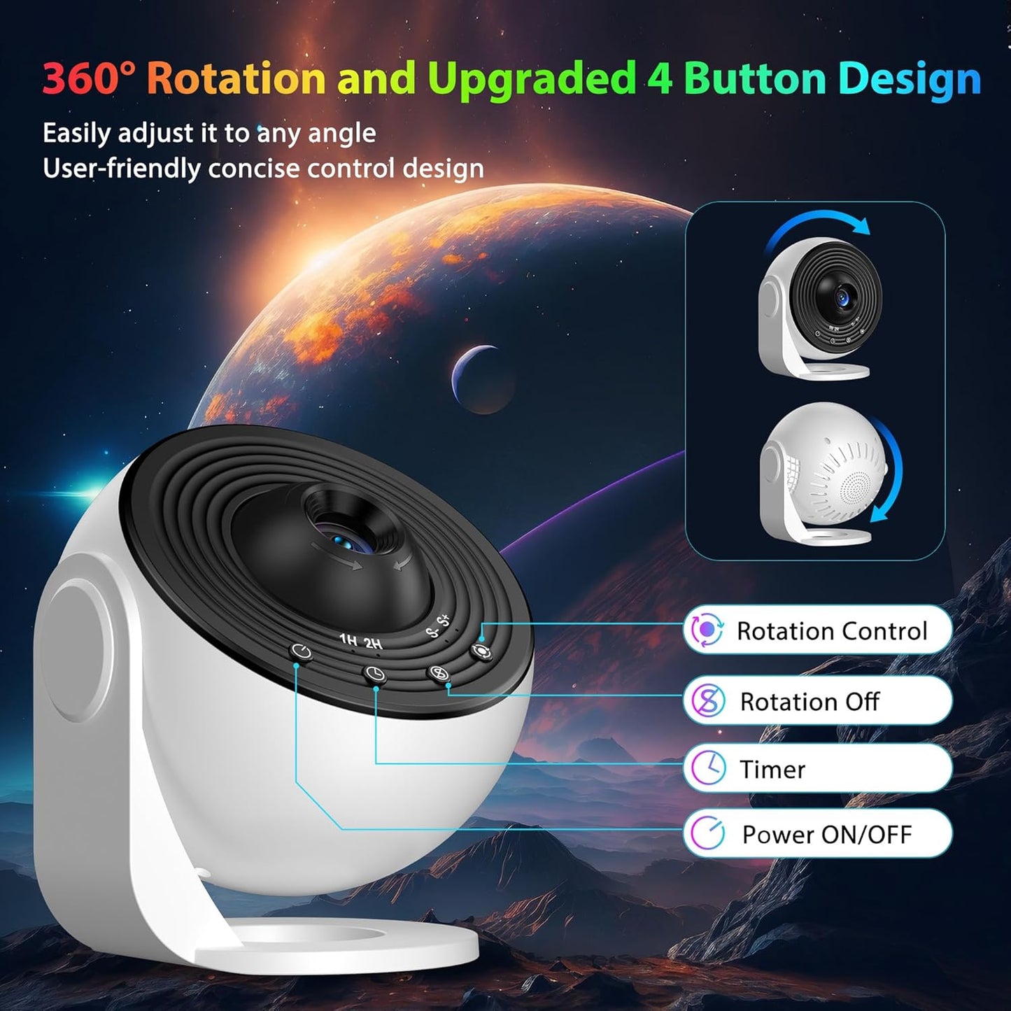 Galaxy Starry Sky Projector Night Light Rotating LED Star Lamp