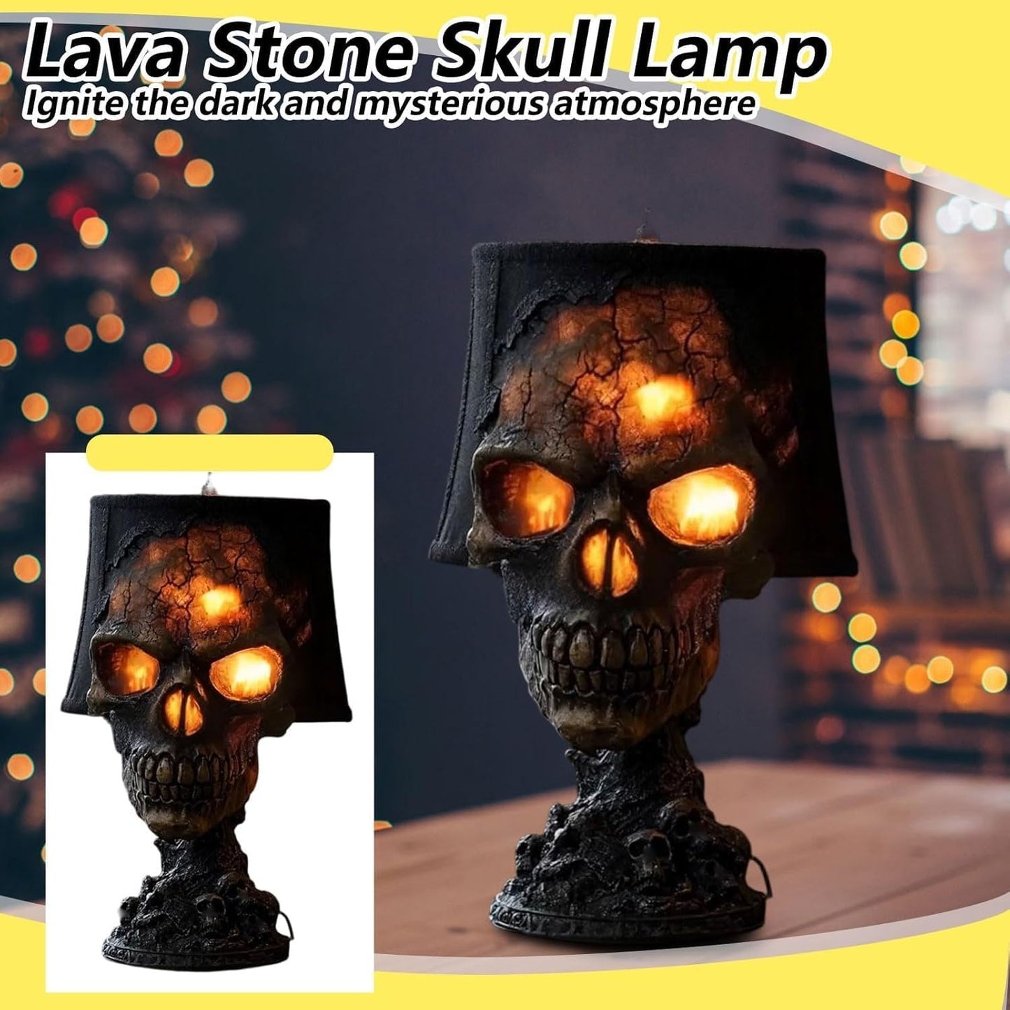 Lava Stone Skull Lamp for Halloween