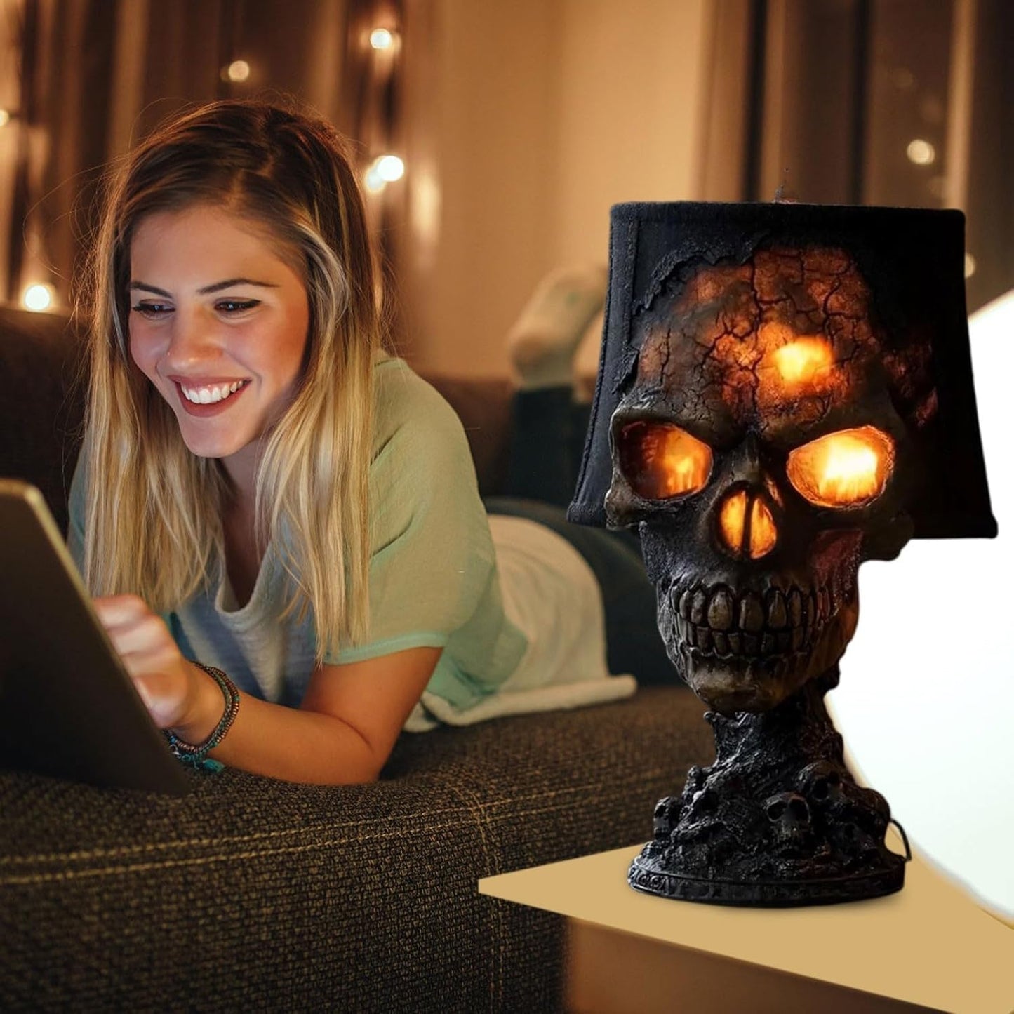 Lava Stone Skull Lamp for Halloween