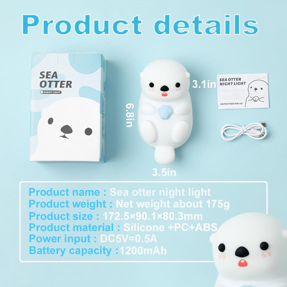 Otter Squishy Silicon LED Night Light Limited - Tap Lamp, Best Gift for Kids and Girls