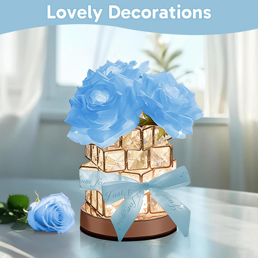 Rose Lamp,Flower Lamp 3 Colors Dimmable Crystal Table Light,Romantic Rechargeable Cordless Touch Lamp for Restaurant Bedroom Living Room Decor,Christmas Birthday Gifts for Women Mom