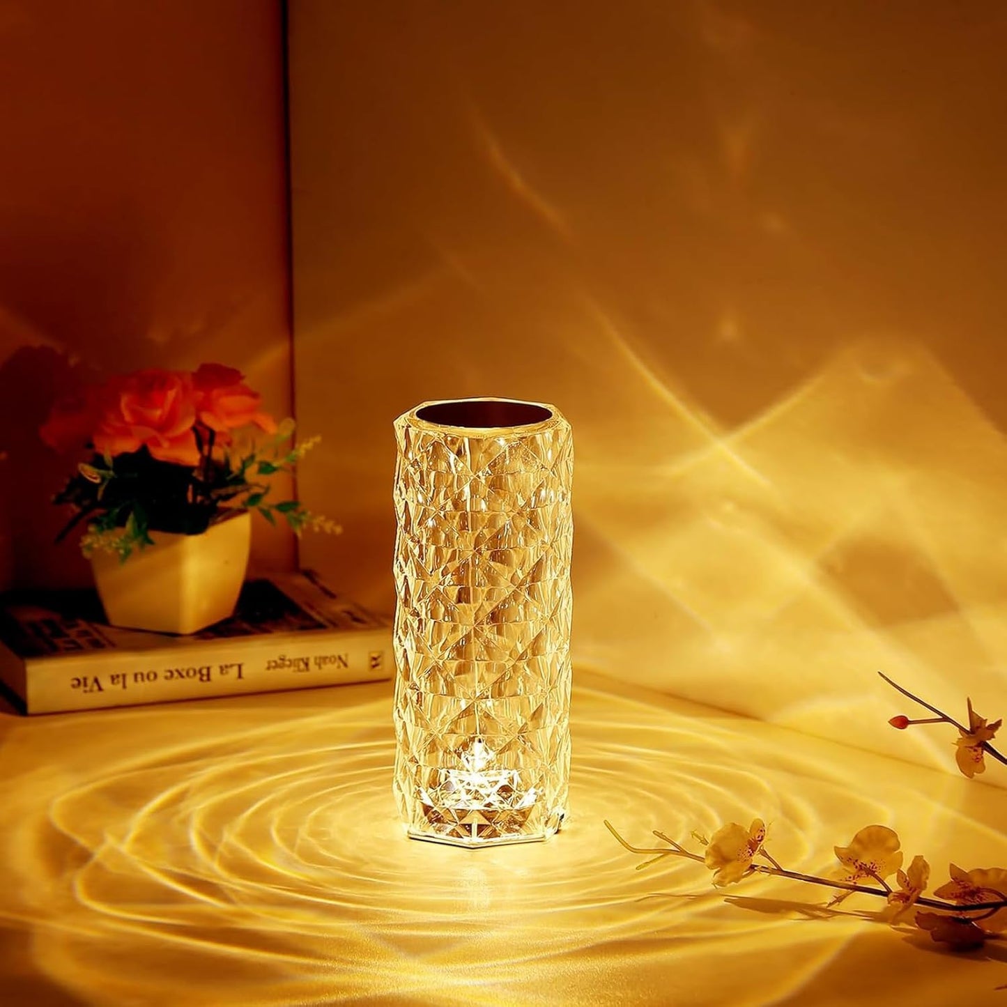 Zyneroi Crystal Night Light, 16 Colors, Touch Control, Rechargeable