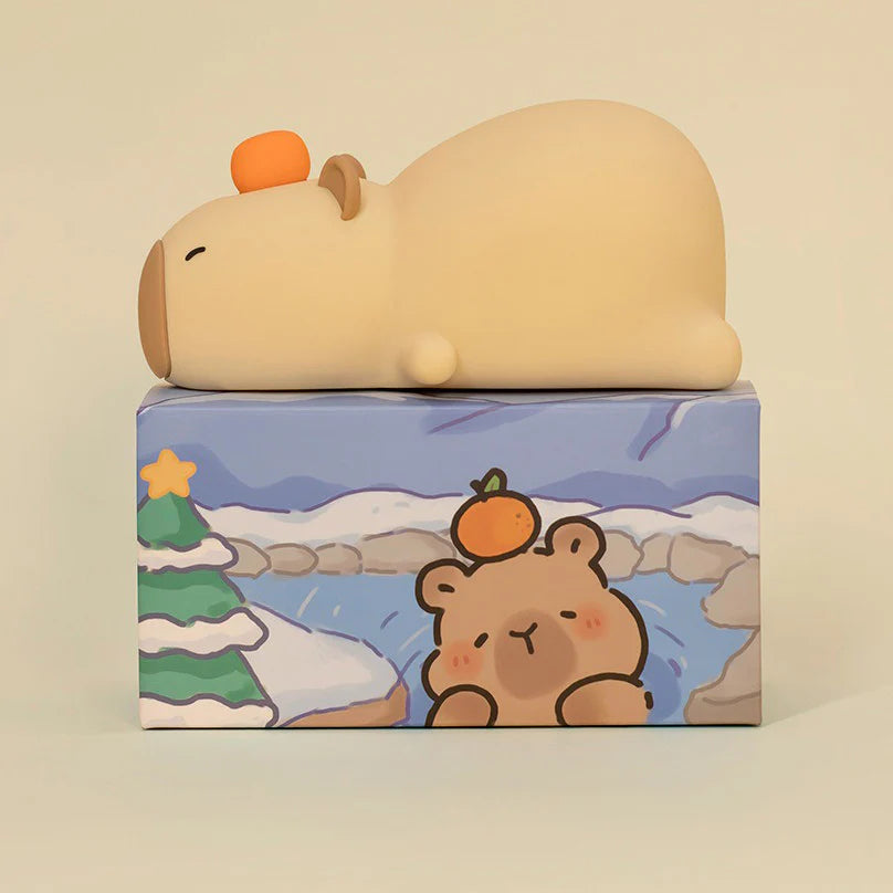 Squishy Silicone Lazy Capybara With Orange LED Night Light - Perfect Gift for Kids and Girls