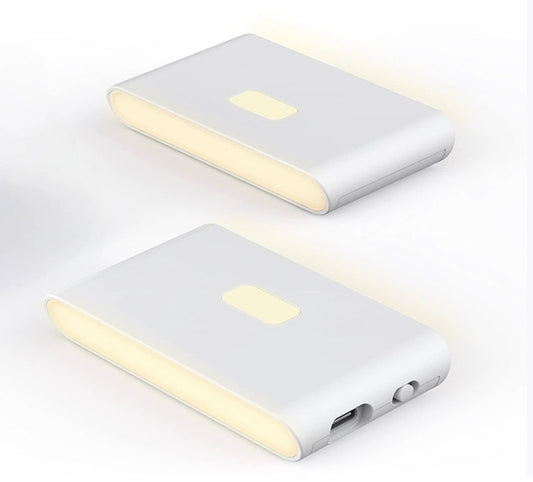 Rechargeable Night Lights with Dusk to Dawn & Motion Sensors, Warm & Soft White Stair Lights for Bathroom, Hallway, Linkable, Magnetic Mount, 2 Pack