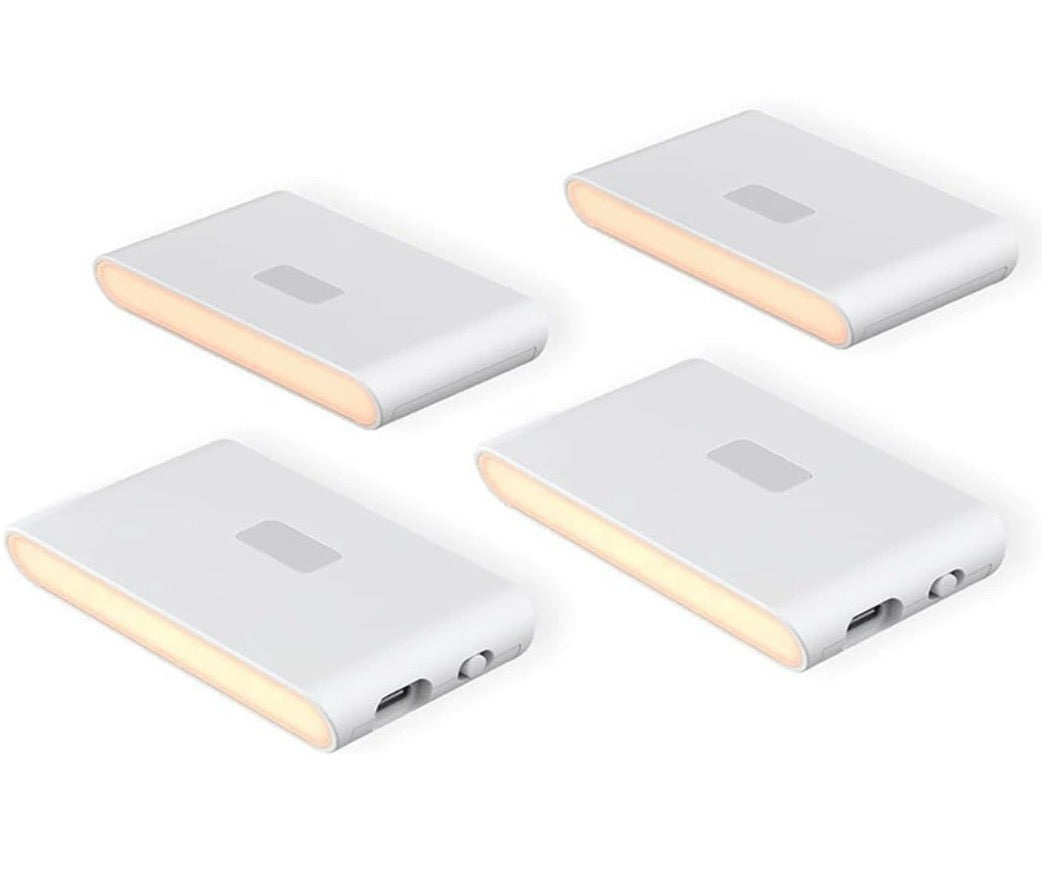 Rechargeable Night Lights with Dusk to Dawn & Motion Sensors, Warm & Soft White Stair Lights for Bathroom, Hallway, Linkable, Magnetic Mount, 2 Pack