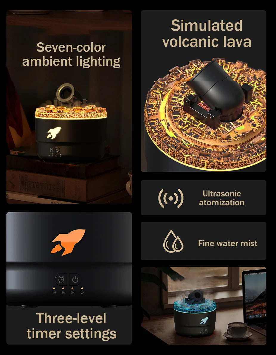 Cannon Humidifier Aroma Diffuser Water Mist Night Light Lava Perfect Gift