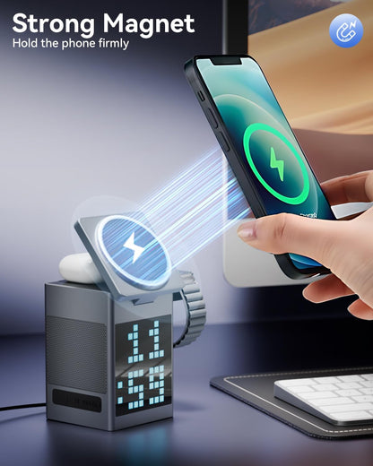 3-in-1 Wireless Charging Station with Clock