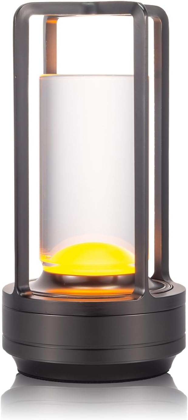 Portable Metal Table Lamp for Indoor/Outdoor ,Rechargeable Cordless LED Lamp, 3-Colour Infinitely Dimming Battery Powered Small Desk Lamp, Restaurant/Bedroom/Bar/Coffee Shop/Camping Light
