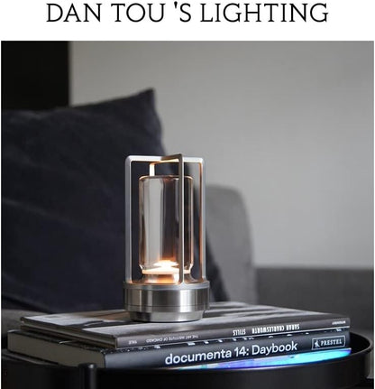 Portable Metal Table Lamp for Indoor/Outdoor ,Rechargeable Cordless LED Lamp, 3-Colour Infinitely Dimming Battery Powered Small Desk Lamp, Restaurant/Bedroom/Bar/Coffee Shop/Camping Light