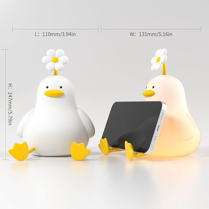 Cute Duck LED Squishy Night Light For Gift USB Rechargeable Duck Lamp