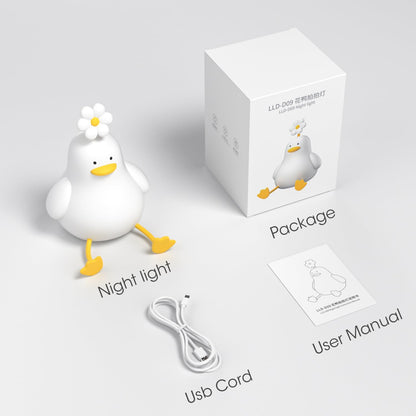 Cute Duck LED Squishy Night Light For Gift USB Rechargeable Duck Lamp