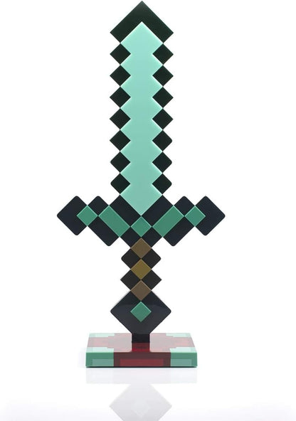 Diamond Sword 14 Inch USB Desk LED Night Light - Decorative, Fun, Safe & Awesome Bedside Mood Lamp Toy for Baby, Boys, Teen, Adults & Gamers - Best for Home's Bedroom, Living Room Or Office