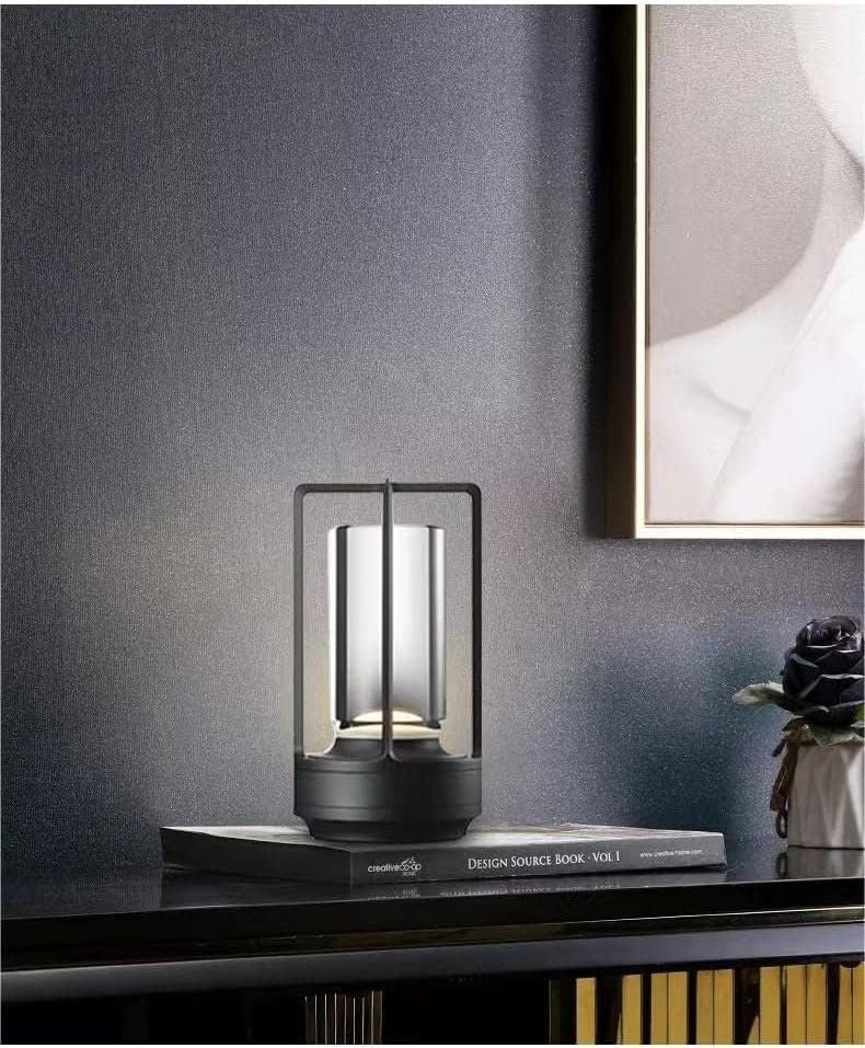 Portable Metal Table Lamp for Indoor/Outdoor ,Rechargeable Cordless LED Lamp, 3-Colour Infinitely Dimming Battery Powered Small Desk Lamp, Restaurant/Bedroom/Bar/Coffee Shop/Camping Light