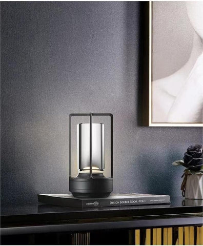 Portable Metal Table Lamp for Indoor/Outdoor ,Rechargeable Cordless LED Lamp, 3-Colour Infinitely Dimming Battery Powered Small Desk Lamp, Restaurant/Bedroom/Bar/Coffee Shop/Camping Light