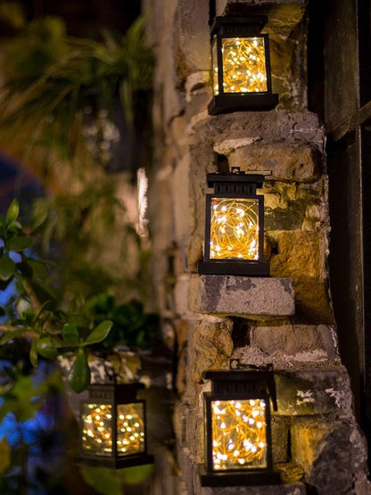 Luxe Noir Solar Hanging Lanterns, IP65 Waterproof