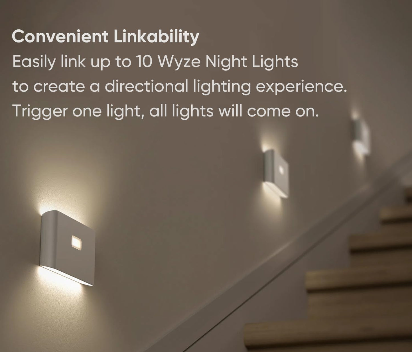 Rechargeable Night Lights with Dusk to Dawn & Motion Sensors, Warm & Soft White Stair Lights for Bathroom, Hallway, Linkable, Magnetic Mount, 2 Pack