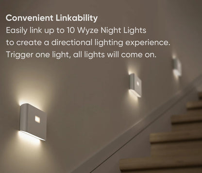 Rechargeable Night Lights with Dusk to Dawn & Motion Sensors, Warm & Soft White Stair Lights for Bathroom, Hallway, Linkable, Magnetic Mount, 2 Pack