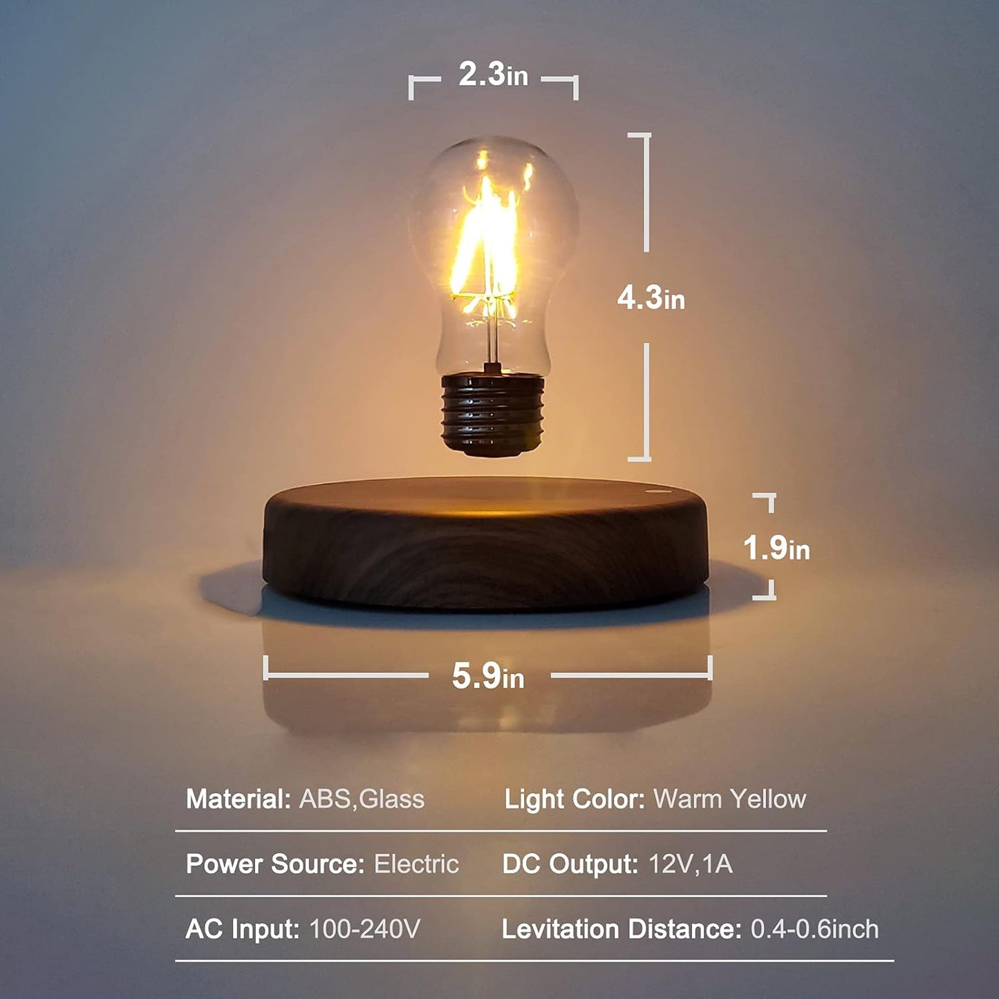 Levitating Bulb Lamp Magnetic Floating LED Light Desk Lamp Table lamp Night Light, 360 Degree Automatic Rotating Light for Unique Gifts Room Home Office Decor
